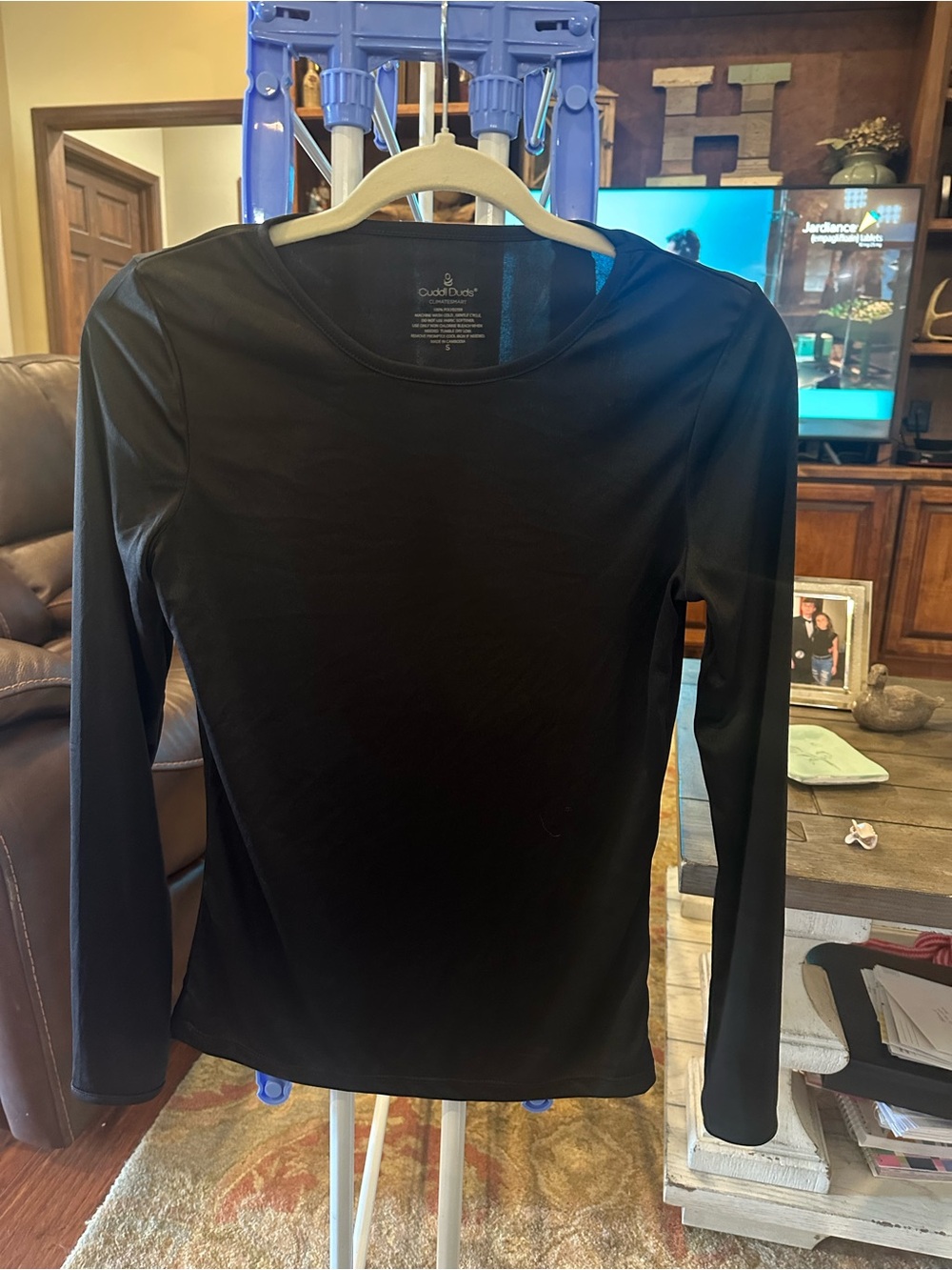 Cuddl Duds Black Long-Sleeve Crewneck Top